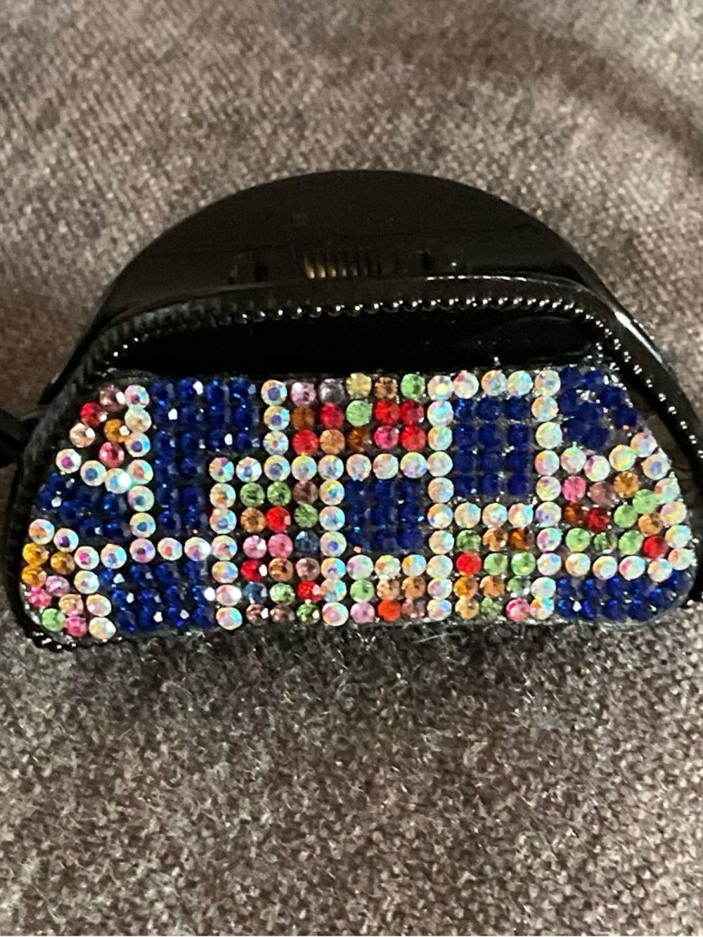 Colored Crystal-Embellished Black Small Claw Clip